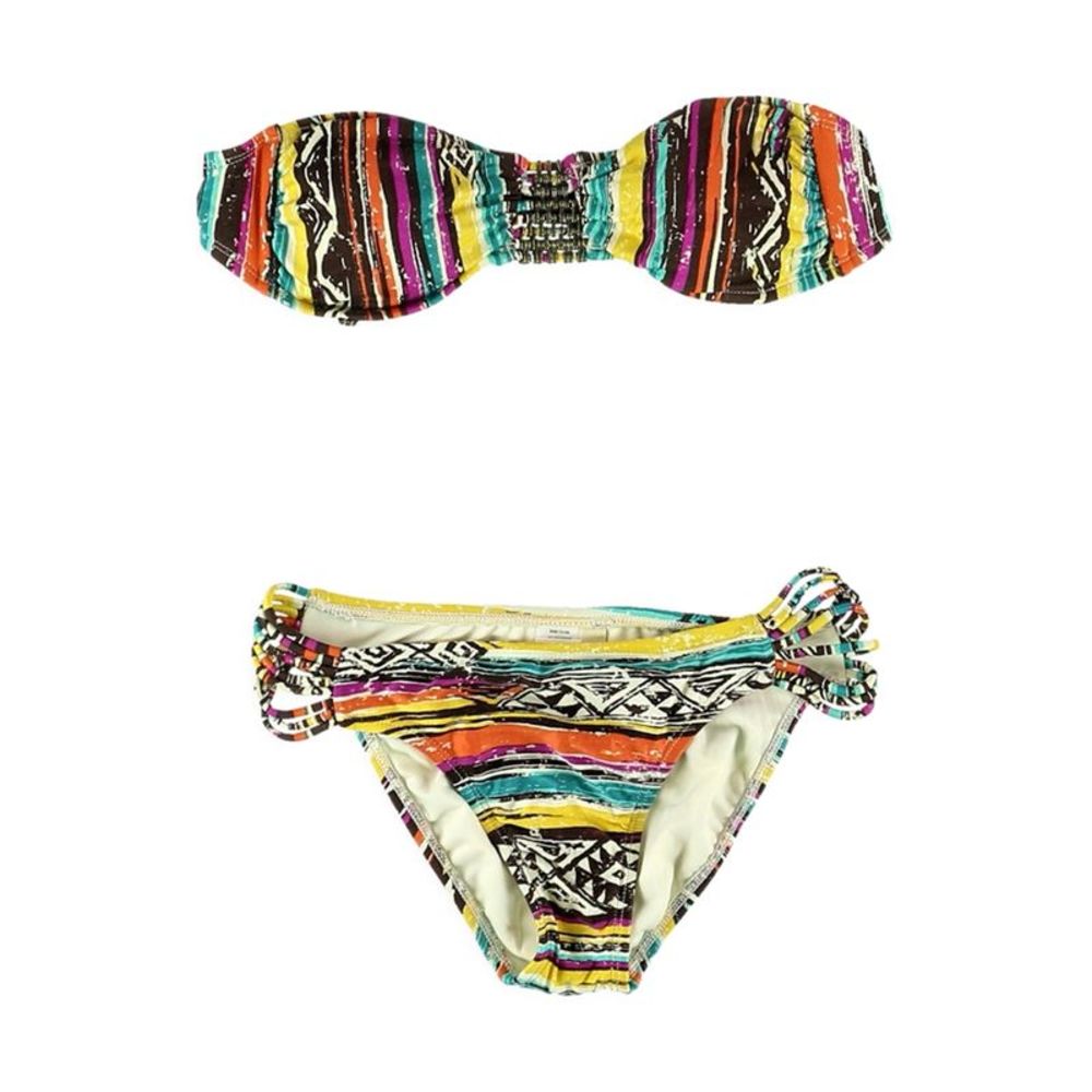 Hobie Womens Printed Middle Gather 2 Piece Bandeau, Multicoloured, NWT